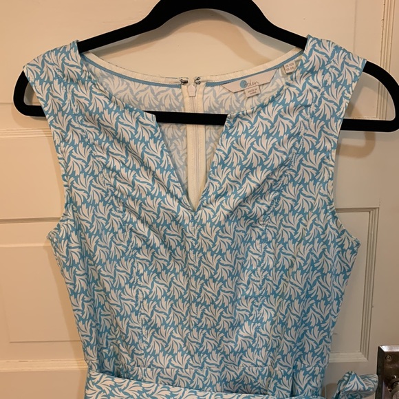 Boden Mischa Belted Midi Fit and Flare Dress in Aqua Swaying Coral Sz 6 - Picture 8 of 16